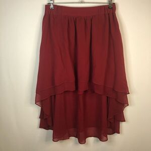 Staring at Stars High Low Dark Red Skirt Elastic